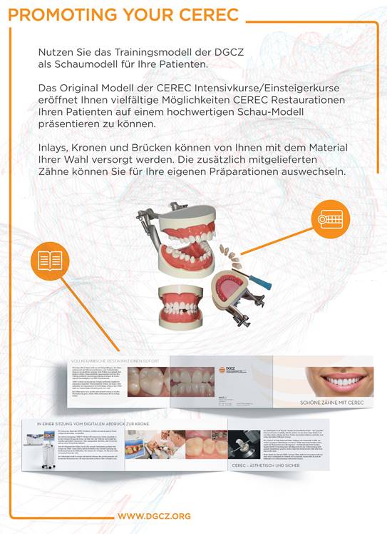 Bestellung CEREC Patientenflyer und Dentalmodell